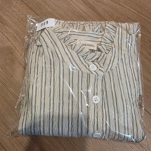 Maison Anana Capucine Robe Dress Creme Striped Ruffle Sleeve Midi Small NWT - Picture 10 of 10